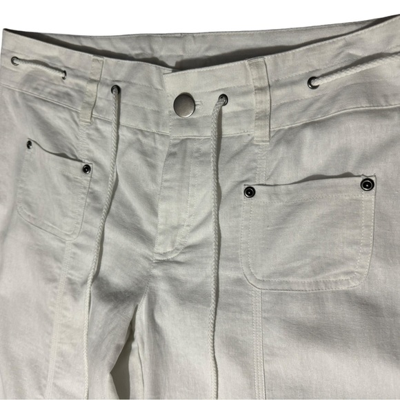 Bay Studio White Linen Blend Utility Drawstring Pocket Pants Women’s Size 10 - Picture 4 of 16